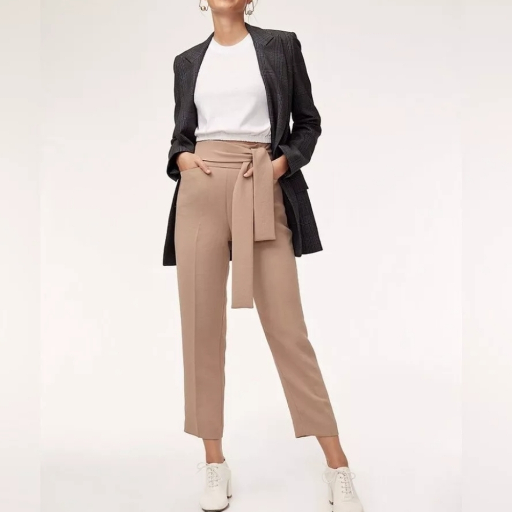 Aritzia Wilfred Geneva Ankle Pant Tie Front Detail in Blush / Beige - size 2